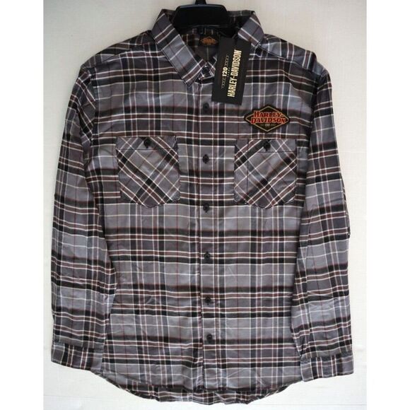 Harley-Davidson 96645-23VM Men's Sz XL Gray Plaid 120th Anniversary L/S Shirt - Picture 9 of 10